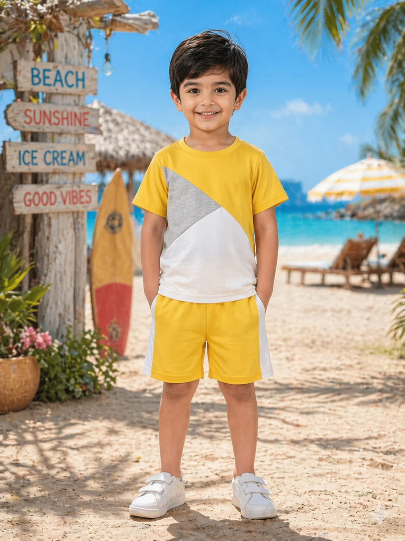 Yellow Panel Kids Short Set (Each)